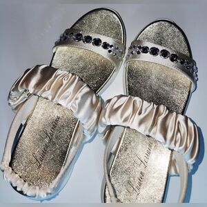 NEW Lauren Lorraine Cream and Gold Embellished Sandals (Style- Annie)